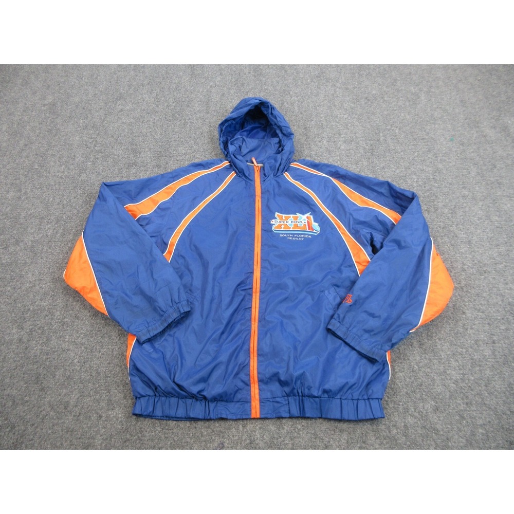 Super Bowl XLI Jacket Mens Medium Blue NFL Football NFL Hooded Windbreaker